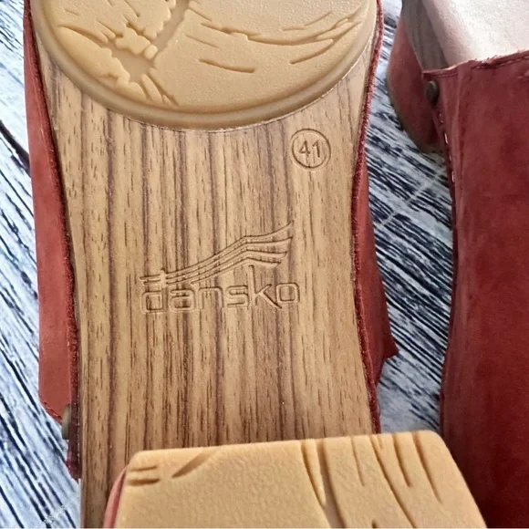 Dansko Sandals Maci Rust Coral Nubuck Leather Slip On Shoes Women - Picture 11 of 12